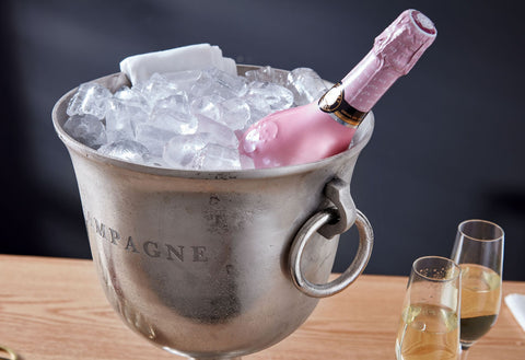 Rootz Silver Champagne Cooler - Large Aluminum Beverage Cooler - Bottle Cooler for Champagne, Wine, and Sparkling Wine - Tabletop Champagne Chiller - 28.5x37.5x28.5 cm