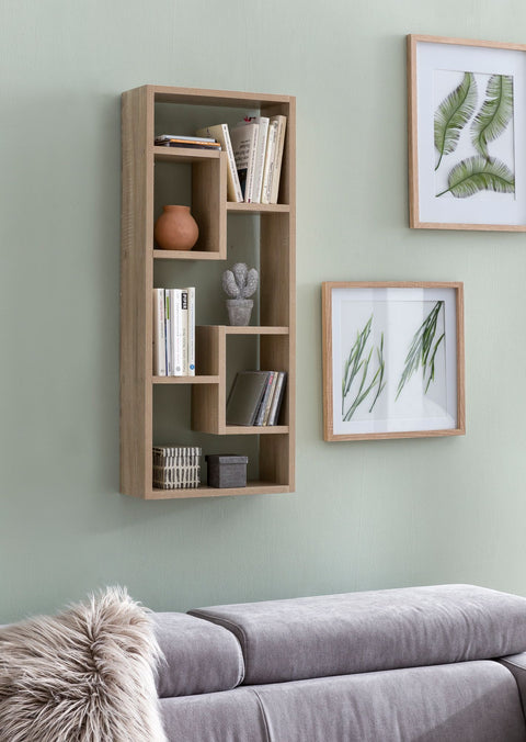 Rootz Wall Shelf - Sonoma - Modern Design Hanging Shelf - Floating Wooden Wall Shelf - Narrow Bookshelf - High Decorative Floating Shelf - 36x90x13.5cm