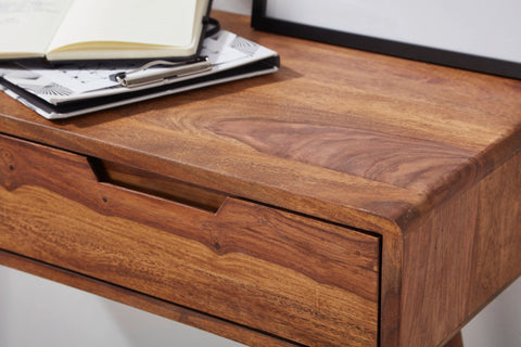 Rootz Konsolentisch – Palisanderholz mit Schubladen – Design-Sideboard aus Massivholz – Kleiner Landhaus-Schreibtisch – Natürlicher Flurtisch – 90 x 76 x 36 cm 