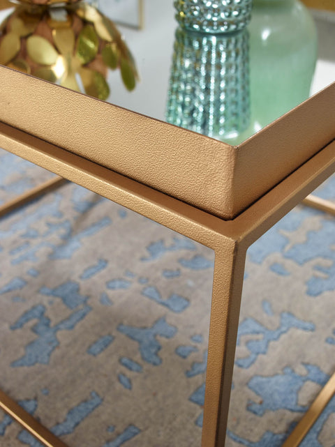 RootzCoffee Table - Square Mirrored - Glass & Metal - Gold - Modern Design - Small Side Table - 60x60x41 cm