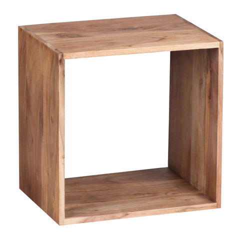 Rootz Stand Shelf - Solid Wood Acacia - 43.5 cm - Cube Design - Natural Product Wooden Shelf - Country House Style Side Table