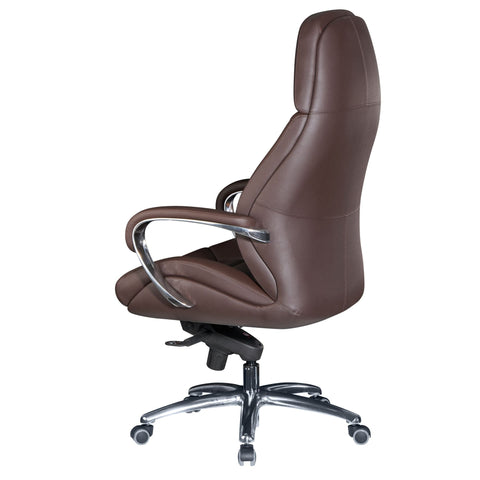 Rootz Executive Chair - Office Chair Cover - Brown Leather Designer - Up to 120kg - XXL Design - Height-Adjustable - Ergonomic Swivel Chair with Armrests & High Backrest - Rocker Function