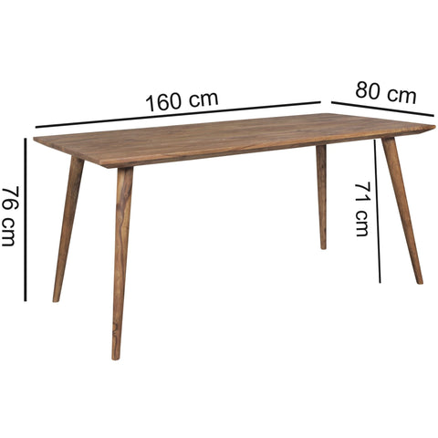 Rootz Dining Table - Sheesham Solid Wood - Rustic Country House Design - Large Dining Room Table for 6-8 People - 160x80x76 cm