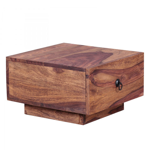 Rootz Nightstand - Bedside Table - Sheesham Wood Design - Modern Chest of Drawers - Natural Wood Bedside Table - 40x40x25 cm