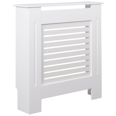 Rootz Radiator Cover - Matt Lacquered - Design Heater Panel - Wood Slats - Protection for Heating Radiator - White - 78x82x19cm