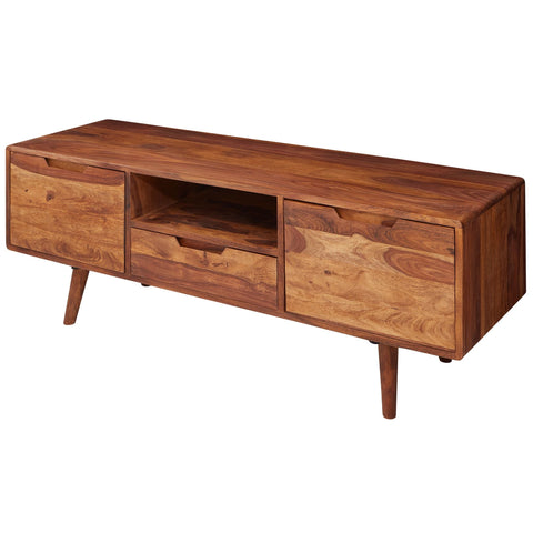 Rootz TV Dresser - HiFi Lowboard - Sheesham Wood - Country Style TV Dresser - Base Cabinet with Drawer & 2 Doors - 135x51x45cm