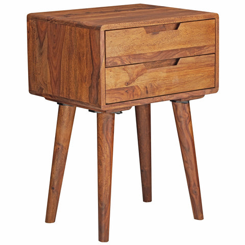 Rootz Bedside Table - Sheesham Wood - 2 Drawers - Country Style - Modern Nightstand for Boxspring Beds - 47x66x36cm