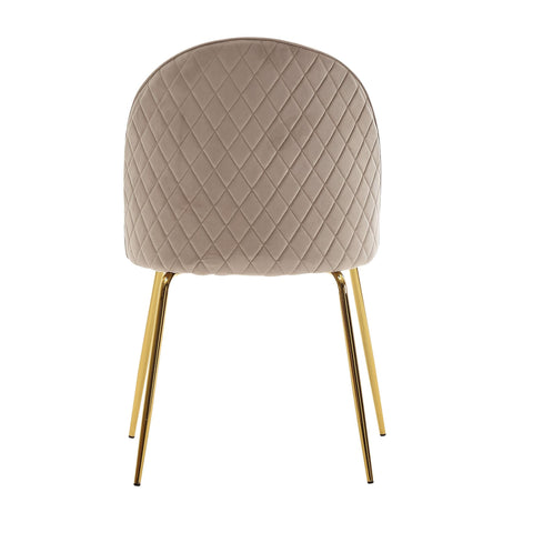 Rootz Dining Chair - Set of 2 Velvet Beige Upholstered - Kitchen Chair with Golden Legs - Scandinavian Shell Chair - Upholstered Chair with Velvet Cover