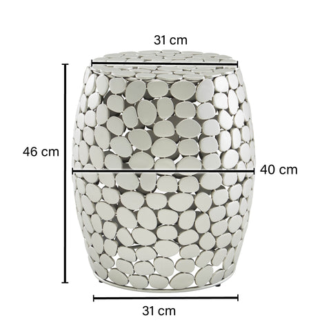 Rootz Side Table - Round Metal Coffee Table - Modern Living Room Table - High Coffee Table - Aluminum Silver - 40x40x46 cm