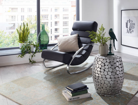 Rootz Side Table - Round Metal Coffee Table - Modern Living Room Table - High Coffee Table - Aluminum Silver - 40x40x46 cm