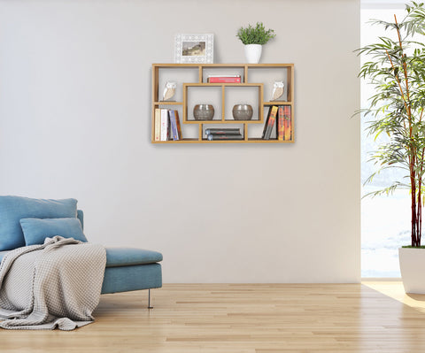 Rootz Beech Shelf - Modern MDF Wood Pegboard - Floating Wallboard for Hanging - 85x47.5x16cm