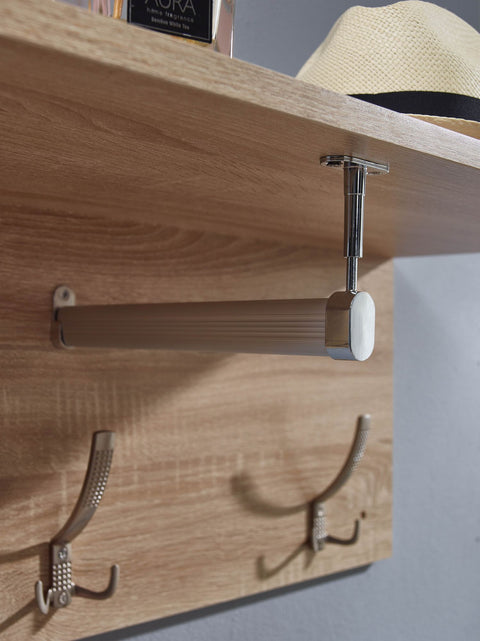 Rootz Wardrobe with Shoe Chest Sonoma Oak - Modern Design Coat Rack - Wall Wardrobe Set for Hallway - Wardrobe Panel with Shelf - Hallway Wardrobe