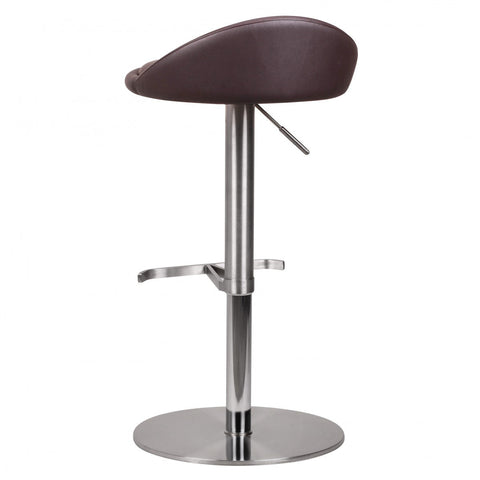 Rootz Bar Stool - Rotatable - Durable M1 Stainless Steel - Contemporary Adjustable Design - Brown Chair