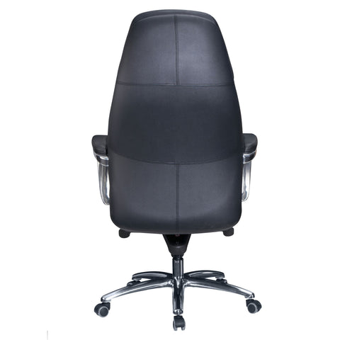 Rootz Executive Chair - Black Leather Designer - Office Chair Cover - Up to 120kg - XXL Design - Height-Adjustable - Ergonomic Swivel Chair with Armrests & High Backrest - Rocker Function