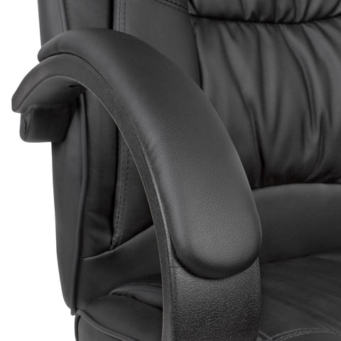 Rootz Desk Chair - Black Faux Leather - Office Swivel Chair - Up to 120kg - Height Adjustable Design - Office Armchair with Armrests & High Backrest