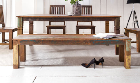 Rootz Dining Table - Mango Wood - Shabby Chic Country Style - Rectangular Dining Table for 4-6 Persons - 120 x 70 x 76 cm