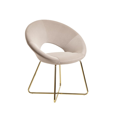 Rootz Dining Chair - Velvet Beige Kitchen Chair - Golden Legs - Shell Fabric - Metal - Upholstered Design