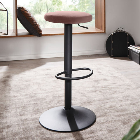 Rootz Kruk - Rugleuningvrij, verstelbare hoogte 58-79 cm - Keukenkruk stof-metaal design - fluweelroze 