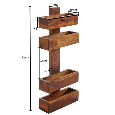 Rootz Magazine Rack - Solid Wood Sheesham - 2 Storage Compartments - Design Brochure Holder - Country Style
