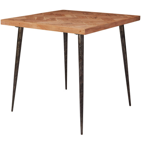 Rootz Dining Table - Acacia Wood - Metal Industrial Design - Small and Square - 80x76x80cm