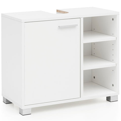 Rootz Bathroom Cabinet - Wood Base Cabinet with Door - Vanity Unit with Storage Compartments - Bathroom Furniture with Shelf - White - 60x55x32cm
