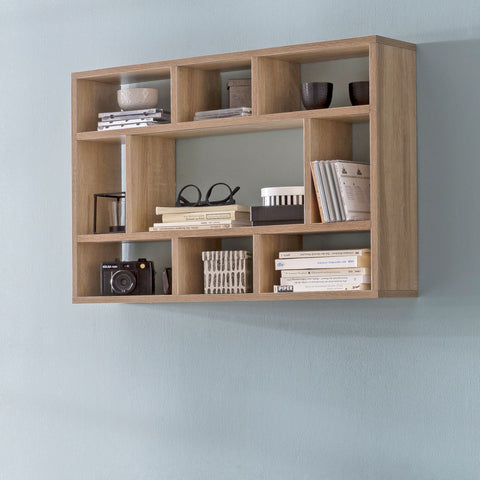 Rootz Wall Shelf - Sonoma Oak - Modern Wooden Hanging Shelf - Design Floating Wall Board - Decorative Shelf for Living Room - Narrow Bookcase - 75x51x16cm