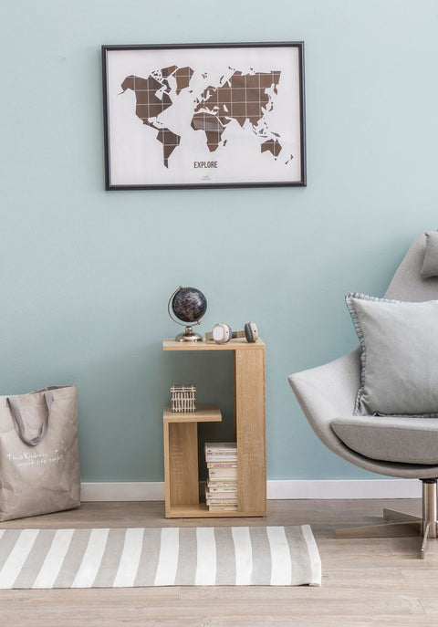 Rootz Holz-Beistelltisch – Sonoma – Design für Sofa oder Kaffee – kleiner und moderner quadratischer Tisch – 35 x 29,5 x 60 cm