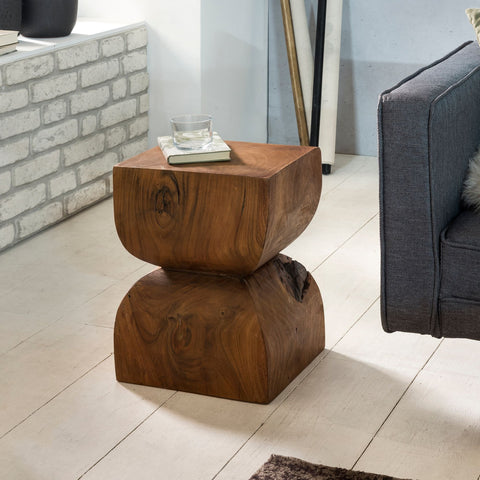 Rootz Beistelltisch – Palisander-Massivholz – Rustikaler dekorativer Blumentisch – Kleiner Sofa-Anbautisch aus Holz – Braun – 30 x 45 x 30 cm 