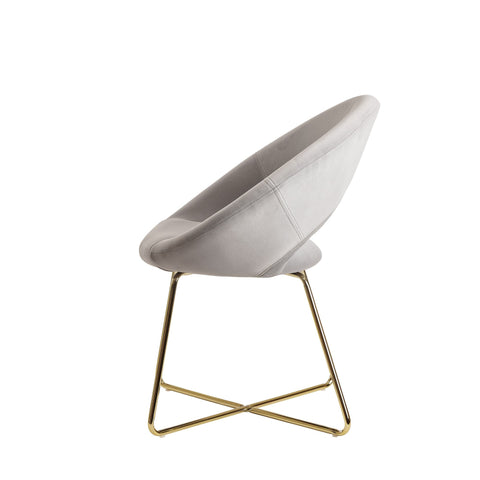 Rootz Dining Chair - Velvet Light Gray - Kitchen Chair - Golden Legs - Shell Chair Fabric - Metal - Upholstered Design