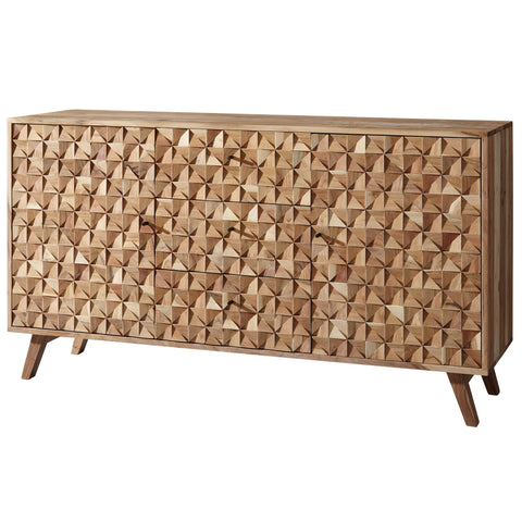 Rootz Sideboard – Akazienholz – Landhausstil mit 3 Schubladen und 2 Türen – 140 x 78,5 x 40 cm