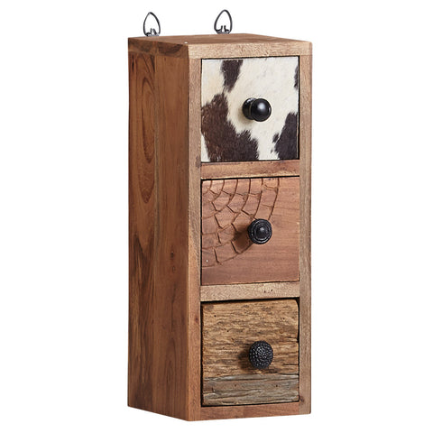 Rootz Small Kitchen Cabinet - Wall Hanging Spice Rack with Drawers - Solid Acacia Wood - 15x41x15 cm