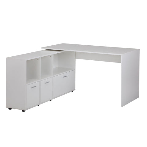 Rootz Schreibtisch mit Sideboard – Moderner Home-Office-Eckschreibtisch – Weiß – 136 cm 