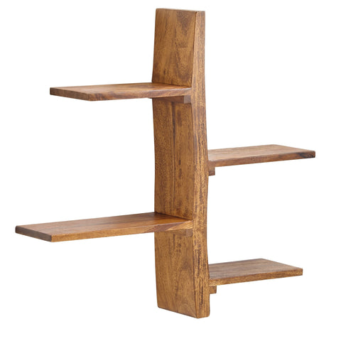 Rootz Wall Shelf - Modern Tree-Shaped Hanging Shelf - Large Design for Living Room - Floating Bookshelf Wall - Solid Sheesham Wood - 58x60x15 cm