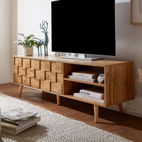 Rootz TV Stand - Lowboard - TV Dresser with Two Doors - Modern High Design TV Cabinet - Living Room TV Stand - Oak Wood -  160x51x40 cm