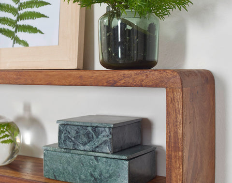 Rootz Wall Shelves - Set of 3 - Sheesham Wood - Country Style - Rustic Design - Square Hanging Shelves - Real Wood - Wall Shelves - Hanging Dice - Shelf Wall Boxes