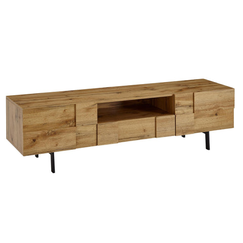 Rootz TV Cabinet - Lowboard - Modern Design TV Dresser with Two Doors - Living Room TV Stand - Oak Wood Decor - 160x46x43 cm