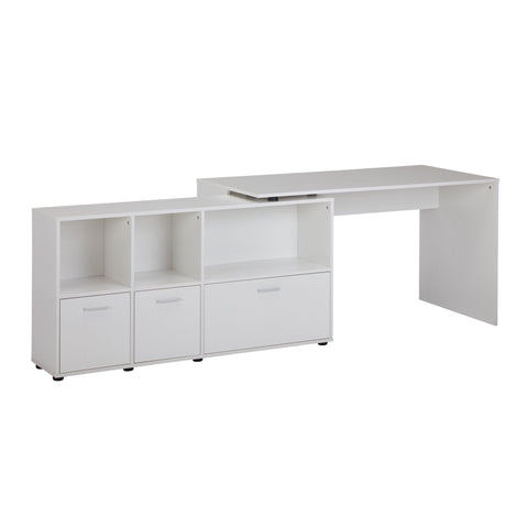 Rootz Schreibtisch mit Sideboard – Moderner Home-Office-Eckschreibtisch – Weiß – 136 cm 