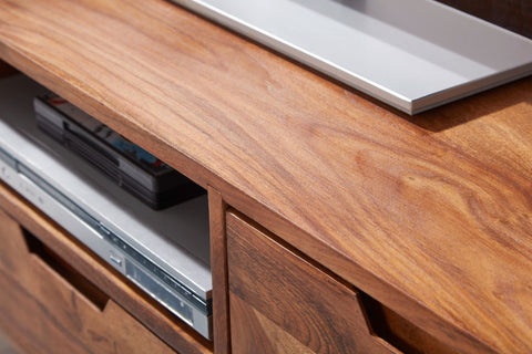 Rootz TV Dresser - HiFi Lowboard - Sheesham Wood - Country Style TV Dresser - Base Cabinet with Drawer & 2 Doors - 135x51x45cm