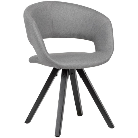 Rootz Dining Chair - Light Gray Fabric with Black Legs - Retro Style - Kitchen Chair with Backrest - Upholstered - Max Load 110kg