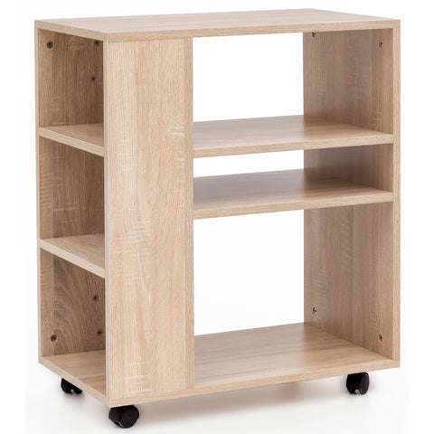 Rootz Trolley Shelf - Sonoma - Wood Trolley with Wheels - Slim Kitchen and Telephone Table - 60x35x75cm