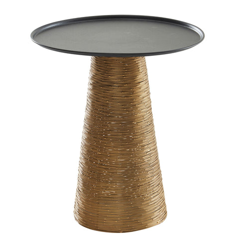 Rootz Side Table - Aluminum - Round Metal Coffee Table - Modern Living Room Accent - Gold and Black - 40x40x45 cm