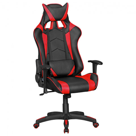 Rootz Office Chair - Black & Red Leather-Look - Desk Chair - Executive Chair - Gaming Chair - Swivel Chair with Sport Racing Optics