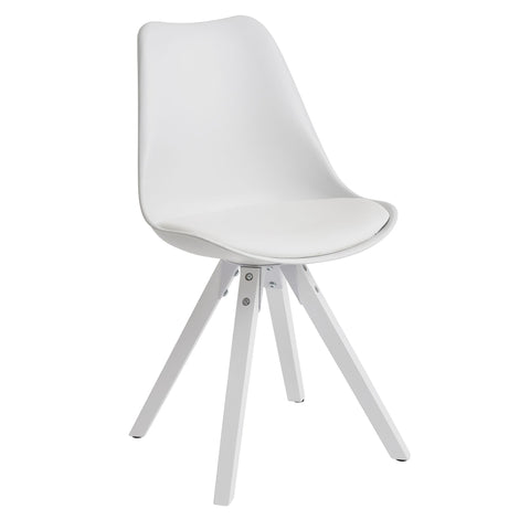 Rootz Dining Chairs - Set of 2 Retro - White Scandinavian - Upholstered chair backrest - Kitchen chair with white legs - Chair upholstered in imitation leather