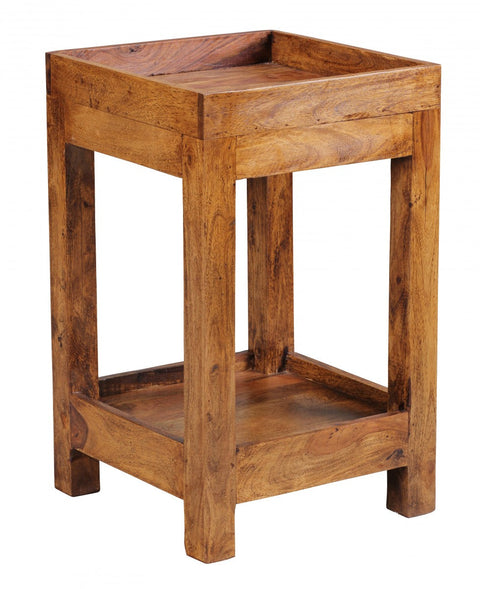 Rootz Stand Shelf - Solid Wood Sheesham - 80 cm Country Style - Living Room Shelf with 3 Compartments