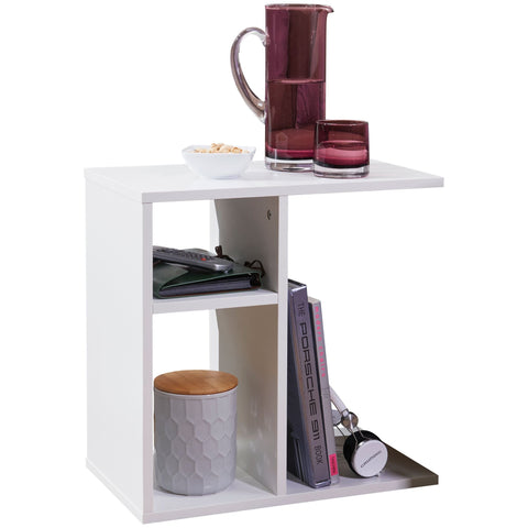 Rootz Holz-Beistelltisch – Design-Beistelltisch für Sofa – kleiner moderner Couchtisch – quadratischer Couchtisch – hoher Sofatisch – Weiß – 50 x 50 x 30 cm 