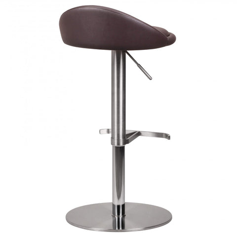 Rootz Bar Stool - Rotatable - Durable M1 Stainless Steel - Contemporary Adjustable Design - Brown Chair