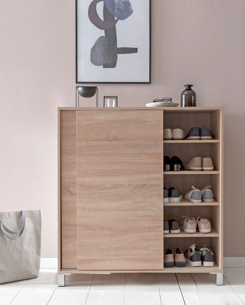 Rootz Shoe Cabinet - Sonoma - High Design Wood Shoe Rack - Large Capacity for 20 Pairs - 100x108x37.5cm