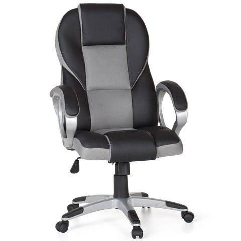 Rootz Gaming Chair - Gray - Racer Chair with Armrest - Racing Desk Chair - Modern Gamer Design - Swivel Chair with Rocker Function (Up to 120kg)