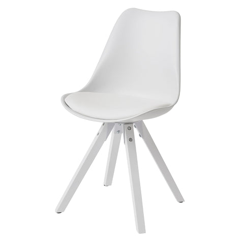 Rootz Dining Chairs - Set of 2 Retro - White Scandinavian - Upholstered chair backrest - Kitchen chair with white legs - Chair upholstered in imitation leather