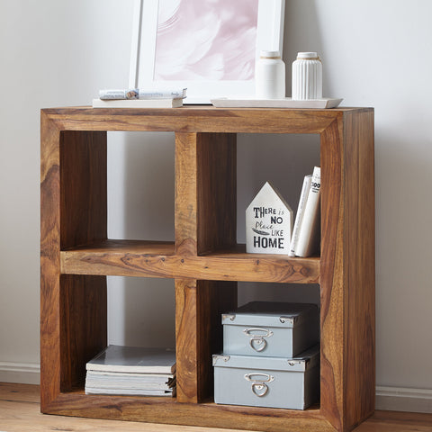 Rootz Standing Shelf - Solid Wood Sheesham - 82cm High - 4 Floors - Natural Product - Country Style Wooden Shelf